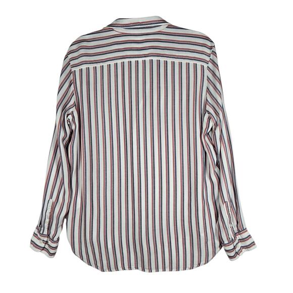 Frank & Eileen Eileen Button Down Shirt Women Small Modal Striped Blue Red Italy - Picture 9 of 12